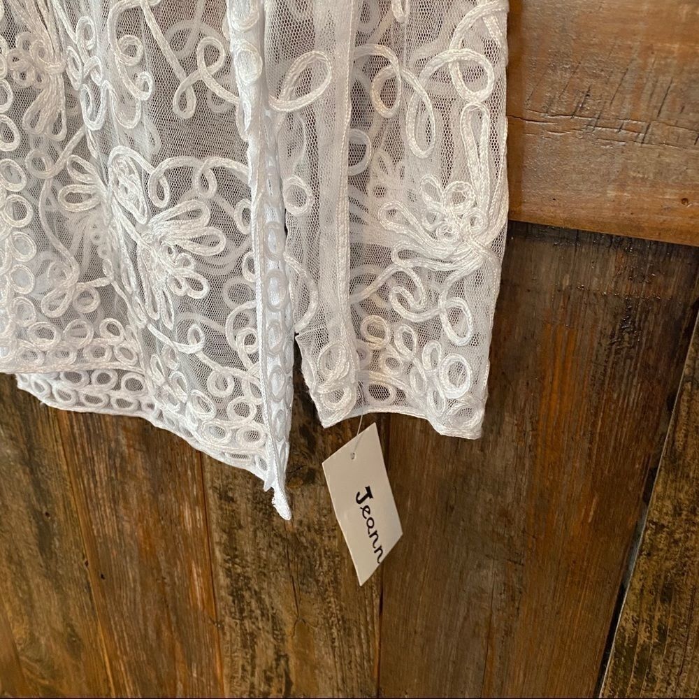 Jeannie S NWT Sheer White Lace Long Sleeve Swim Vacation Resort Cover-up - Picture 8 of 10